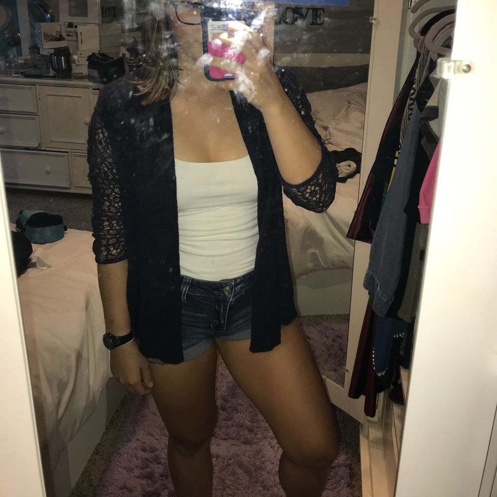 Navy lace cardigan